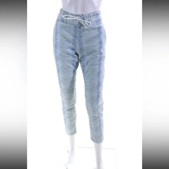 NWT Bevy Flog Shely Aqua SnakePrinted High Rise Drawstring Pants Blue 29 - Picture 6 of 11